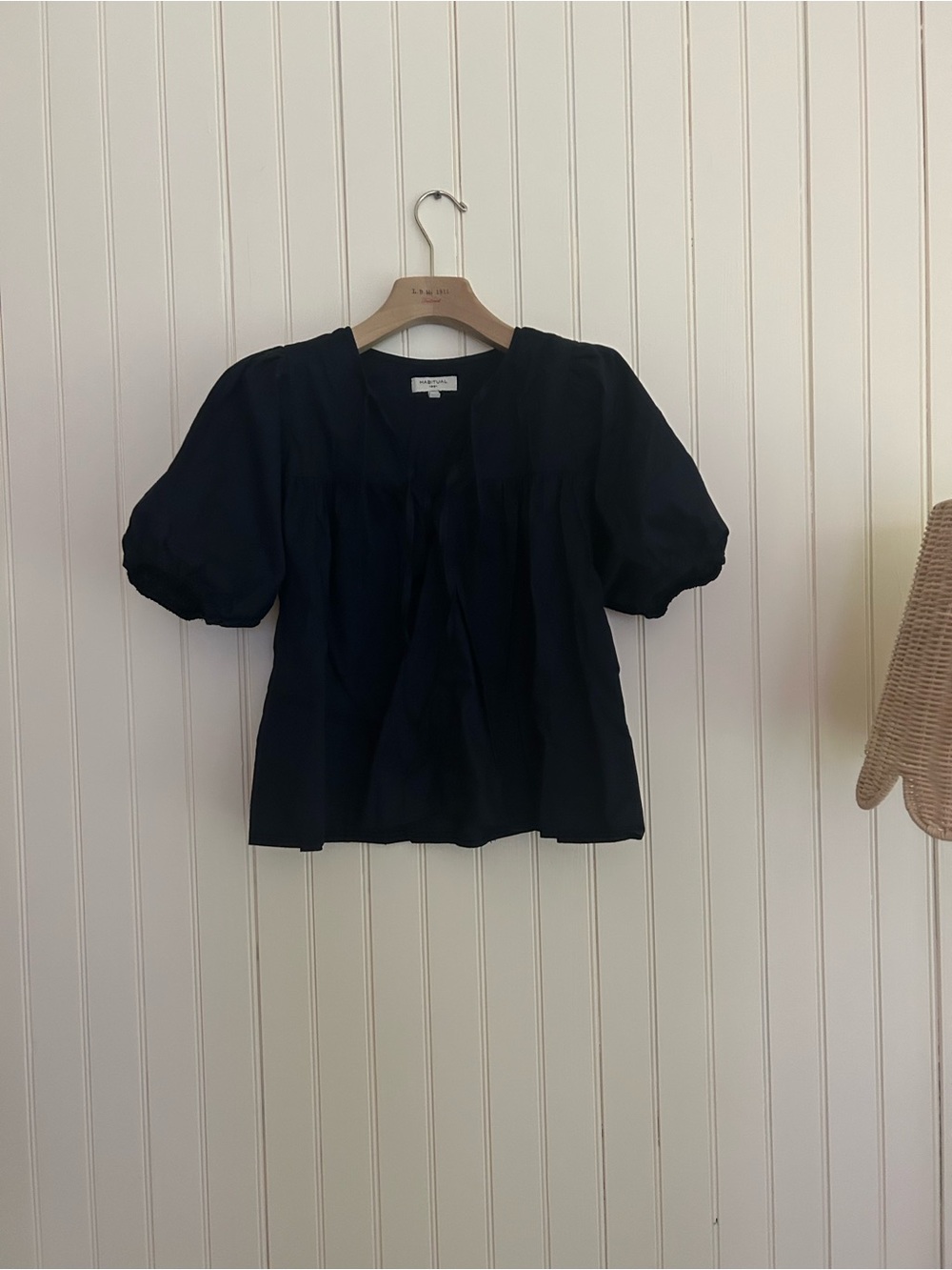 Habitual Tie Front Puff Sleeve Blouse
